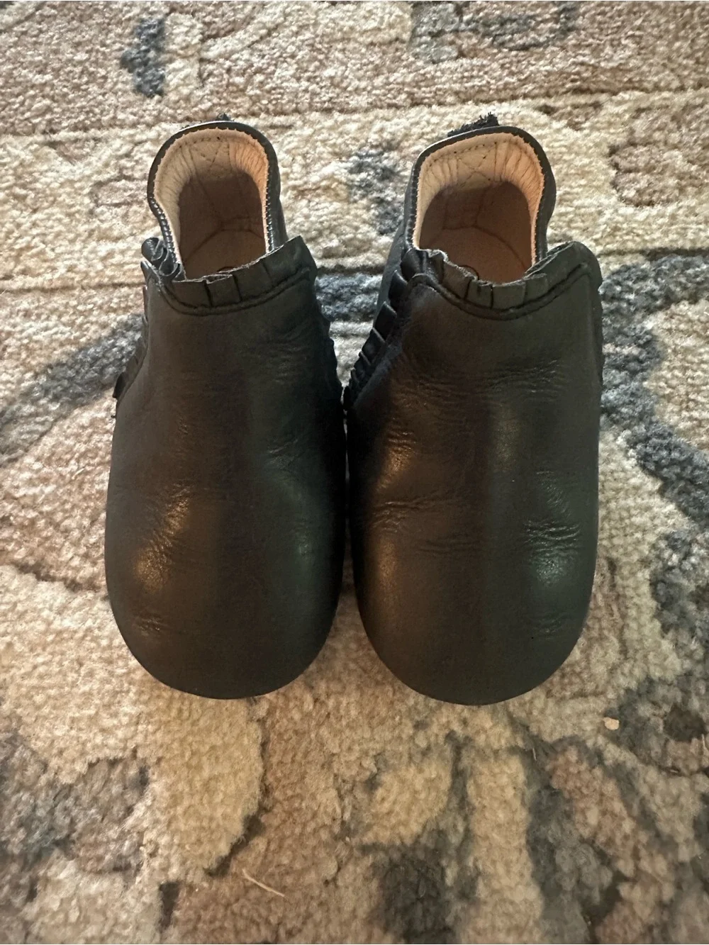 Black leather barefoot sole booties